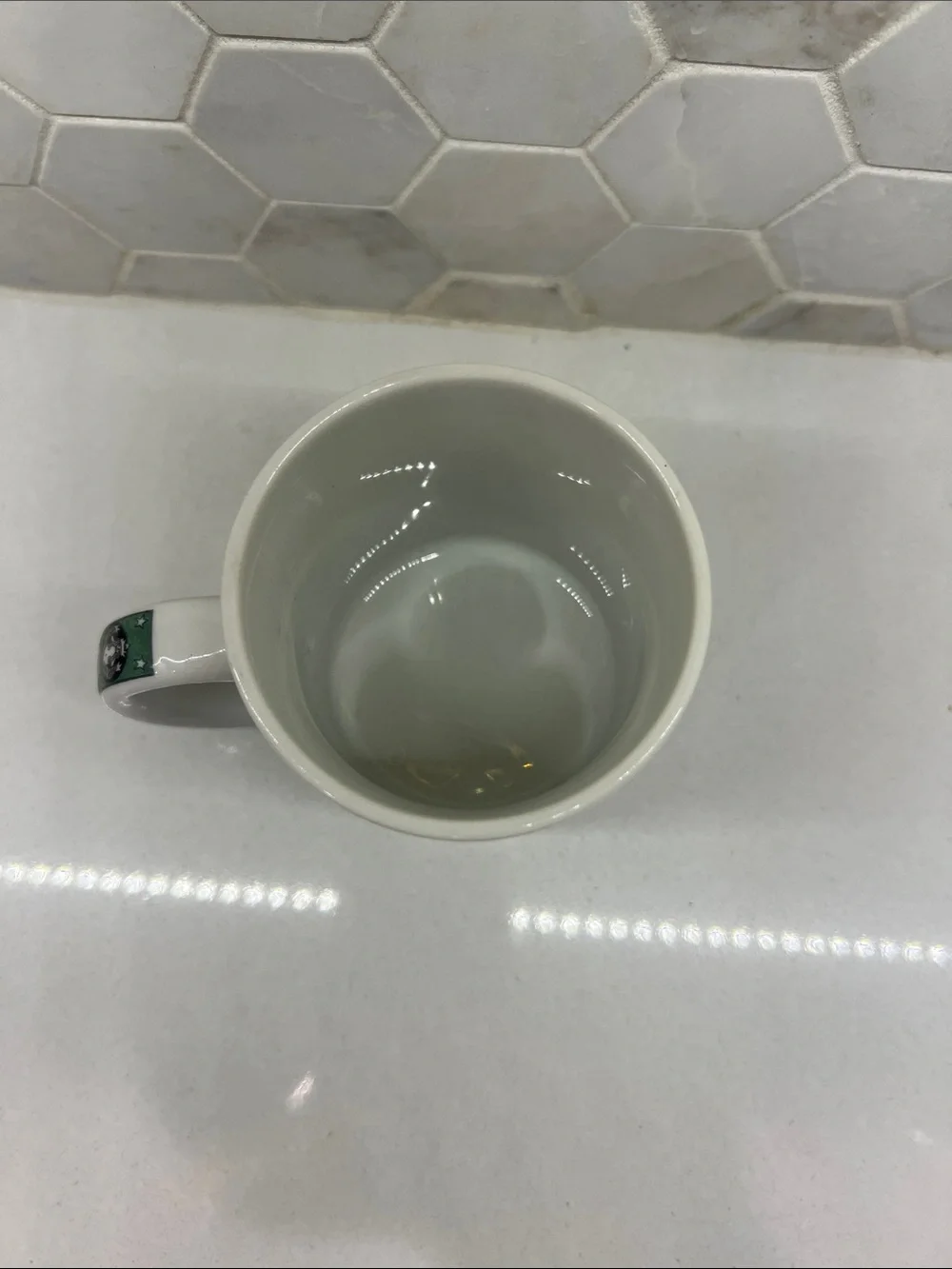 Starbucks Ceramic Mug with Green, Black & Yellow Graphic